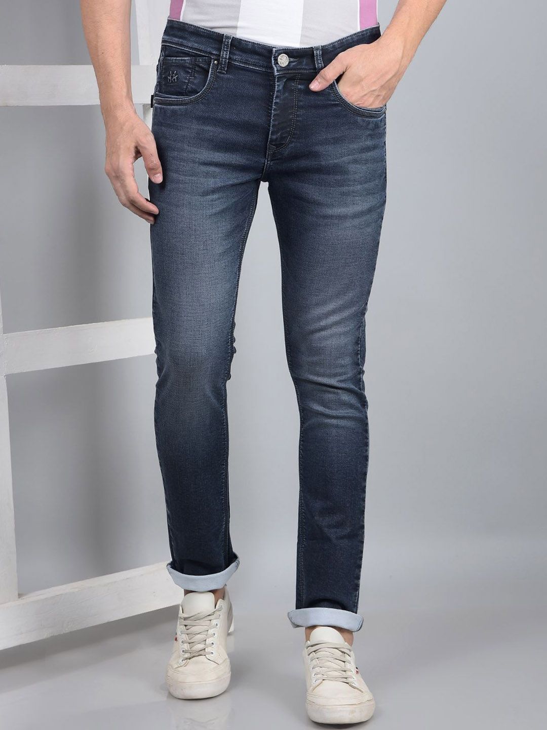 Crimsoune Club Men Skinny Fit Heavy Fade Stretchable Jeans