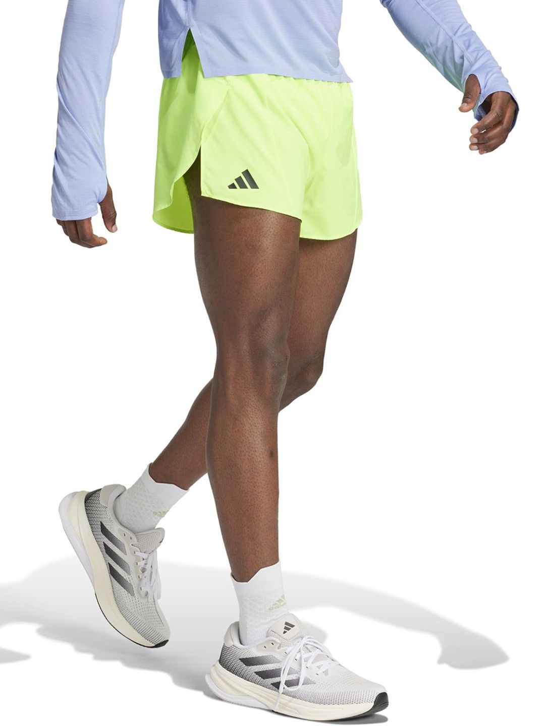 ADIDAS ADIDAS Adizero Men Brand Logo Printed  Mid Rise Above Knee Slim Fit Sports Shorts