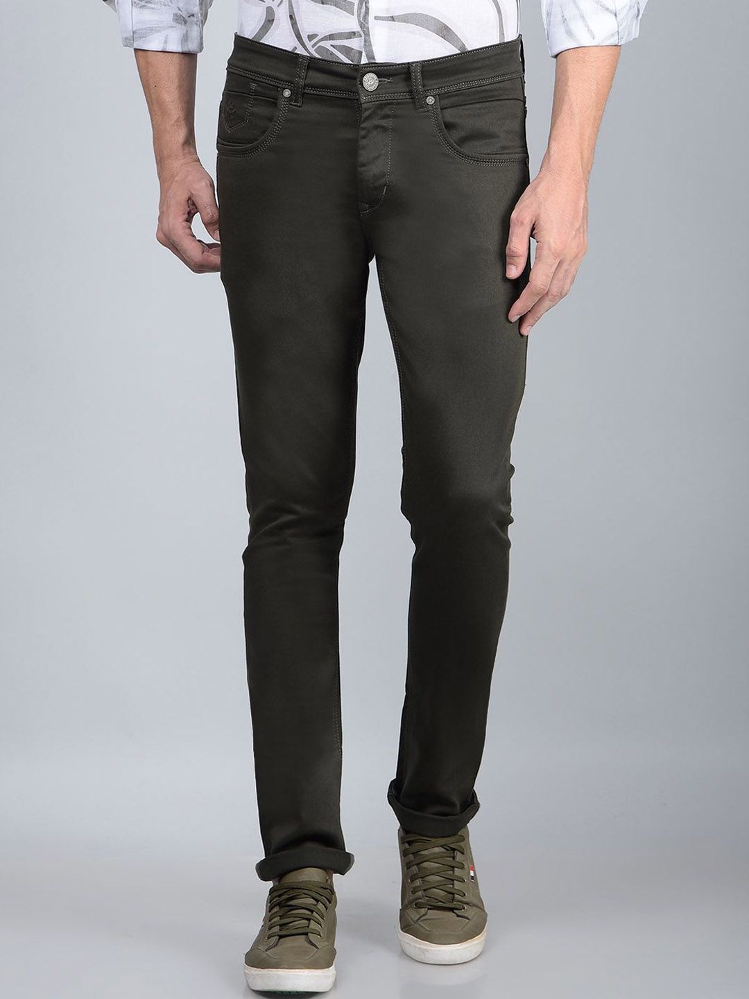 Crimsoune Club Men Slim Fit Coloured Mid-Rise Stretchable Jeans