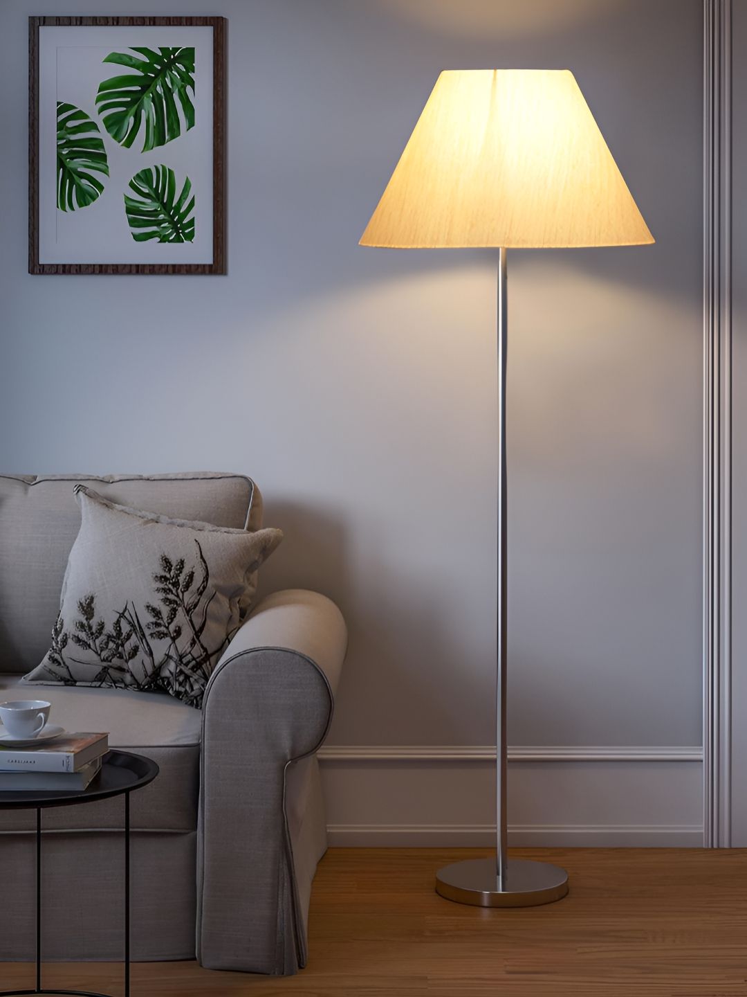 Devansh Off-White  Frustum FloorLamps WithShade