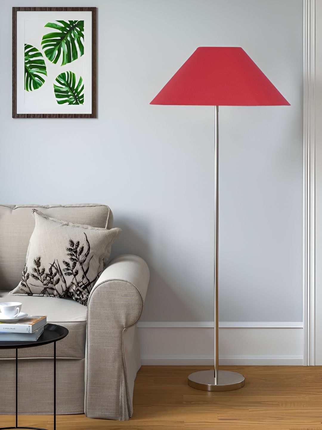 Devansh Red & Black Cotton Steel Frustum Shaped Floor Lamps
