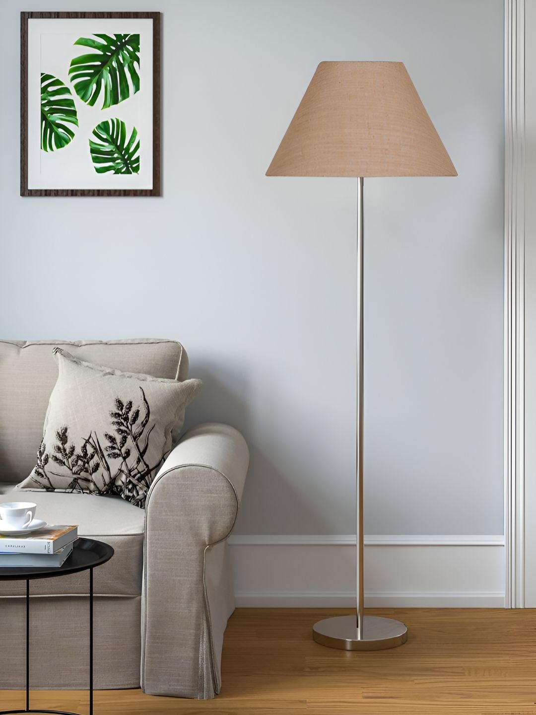 Devansh Beige Frustum With Shade Floor Lamps