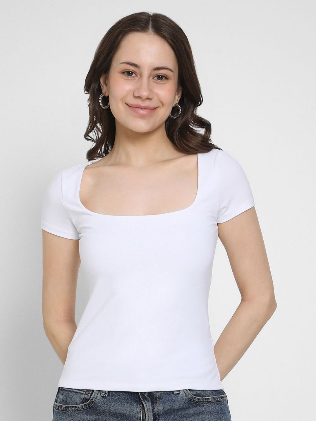 AMERICAN EAGLE OUTFITTERS Women Extended Sleeves Pockets Slim Fit T-shirt