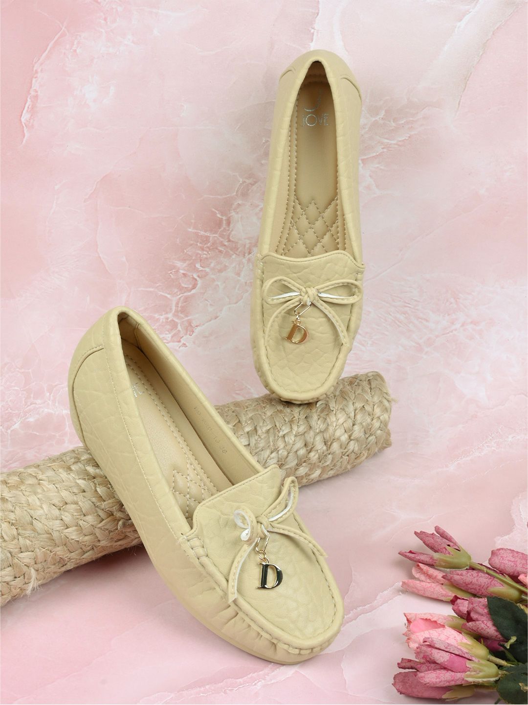 Jove Women Textured  Slip-On Loafers