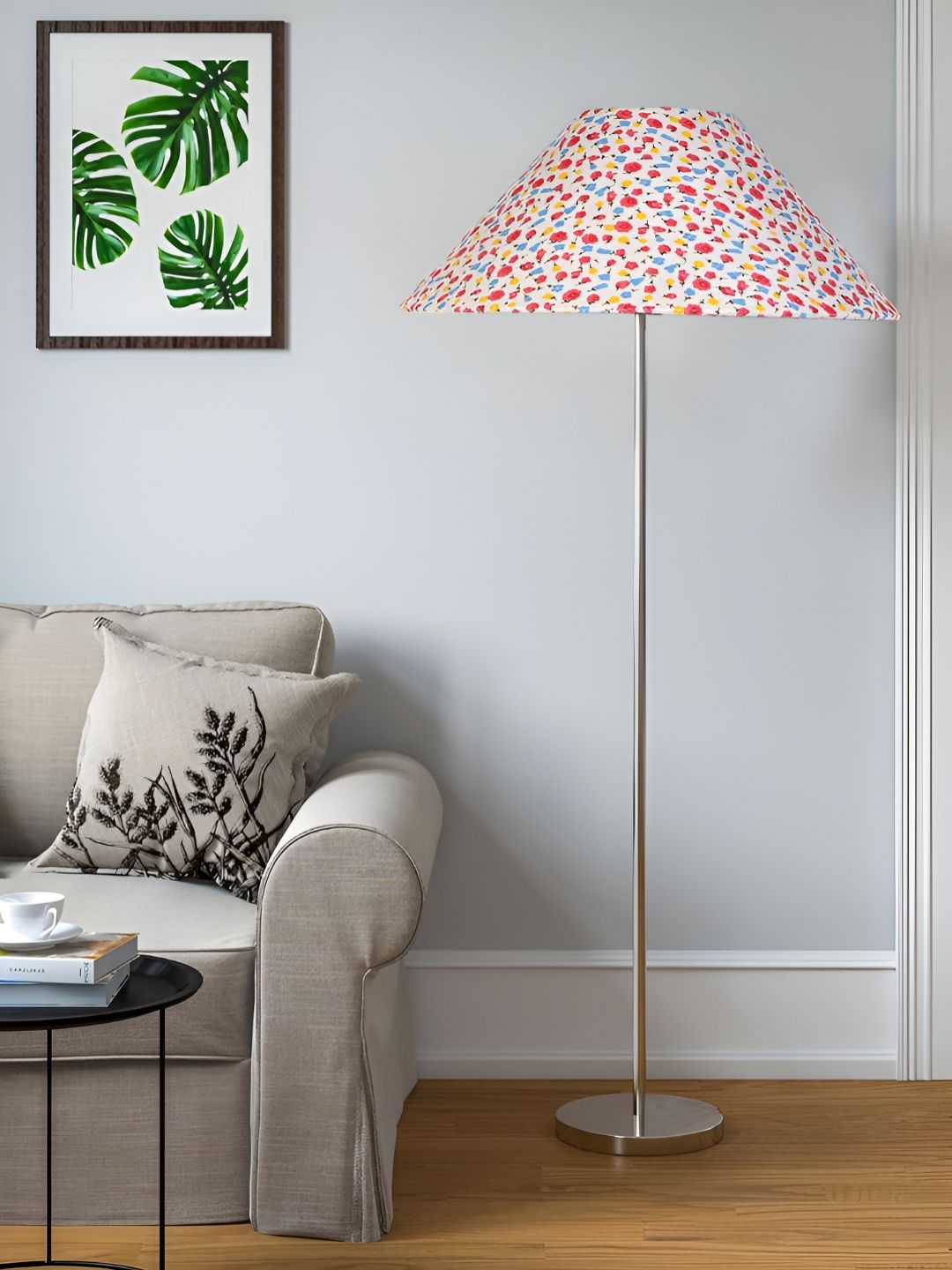 Devansh White & Pink Printed Frustum Floor Lamps