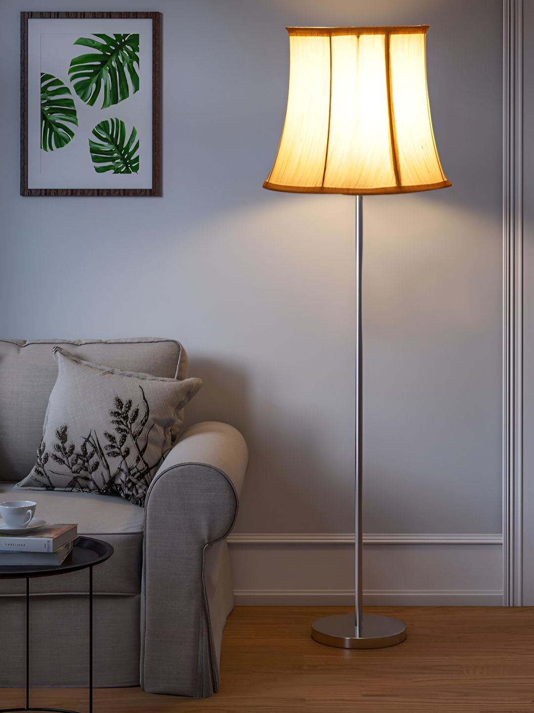 Devansh Off-White Frustum Khadi Cotton Floor Lamp