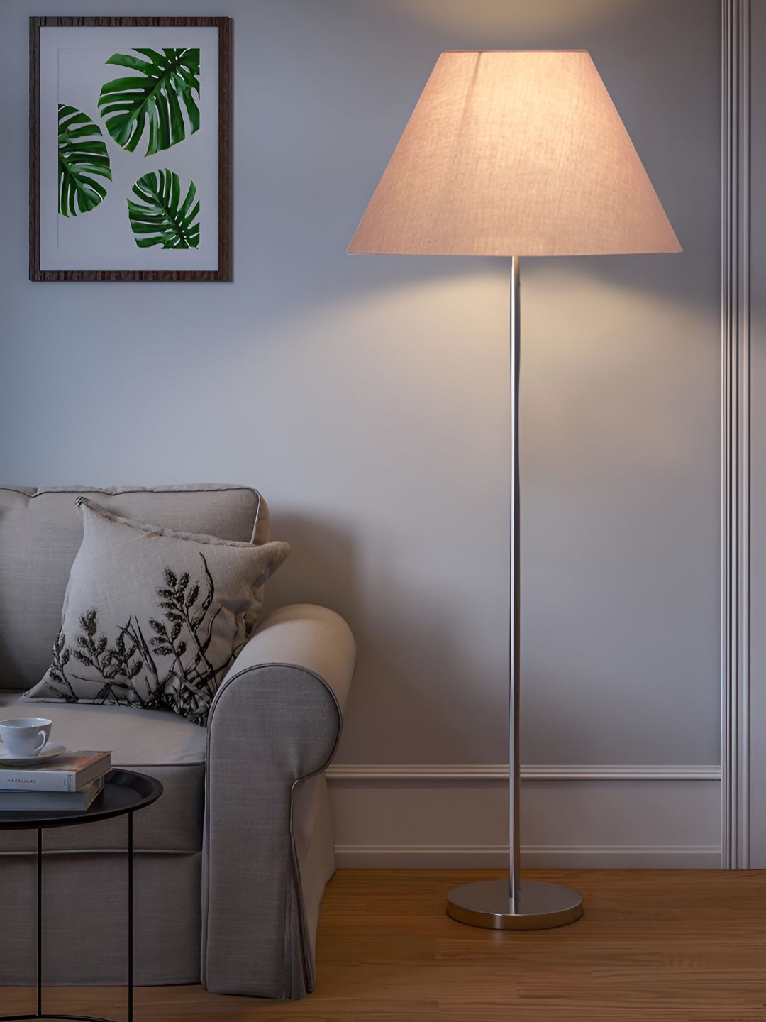 Devansh Grey Frustum Floor Lamps With Shade