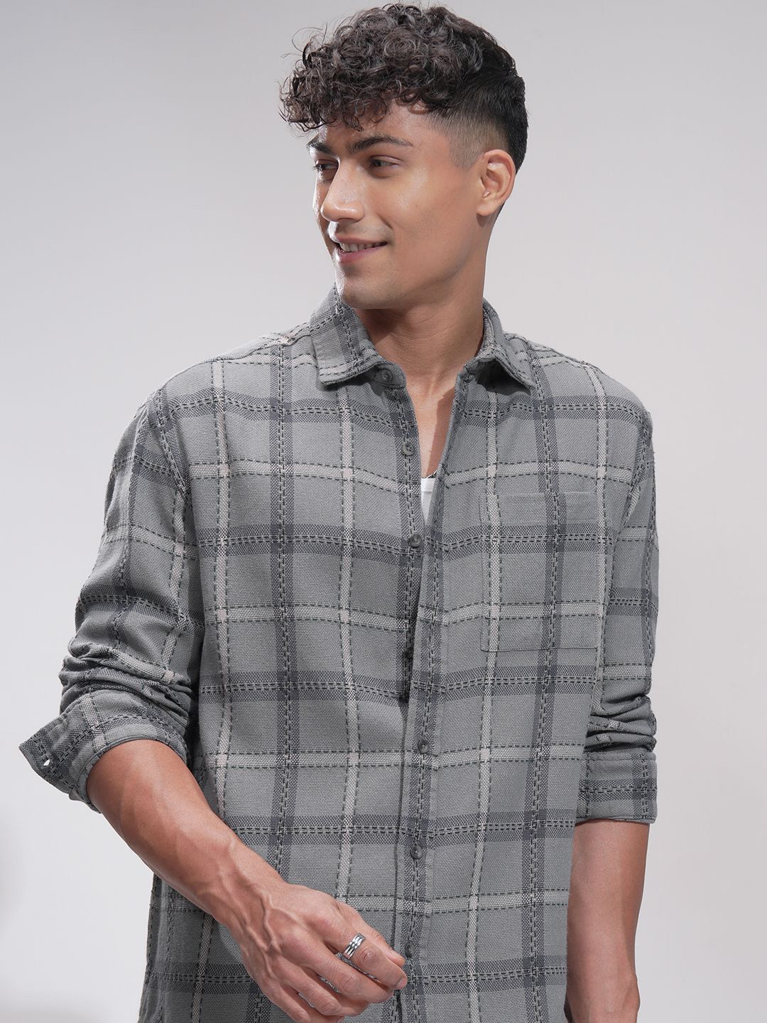 HIGHLANDER Men Comfort Opaque Checked Casual Relaxed Fit Shirt