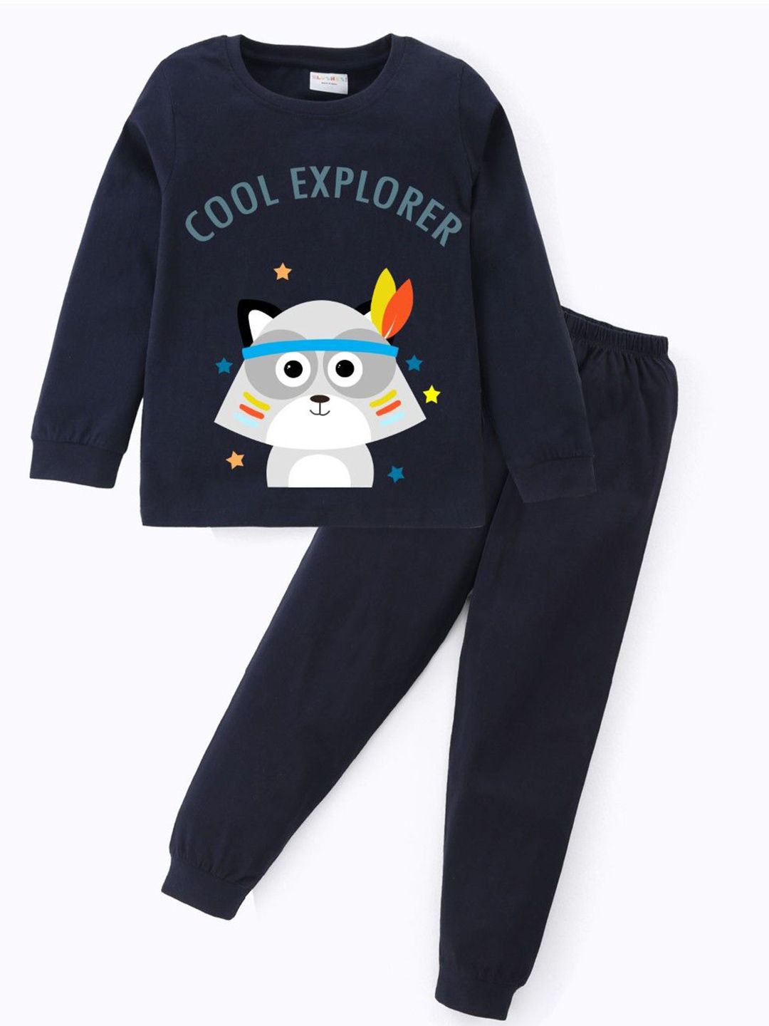 BLUSHES Kids Printed Round Neck Pure Cotton T-Shirt With Jogger