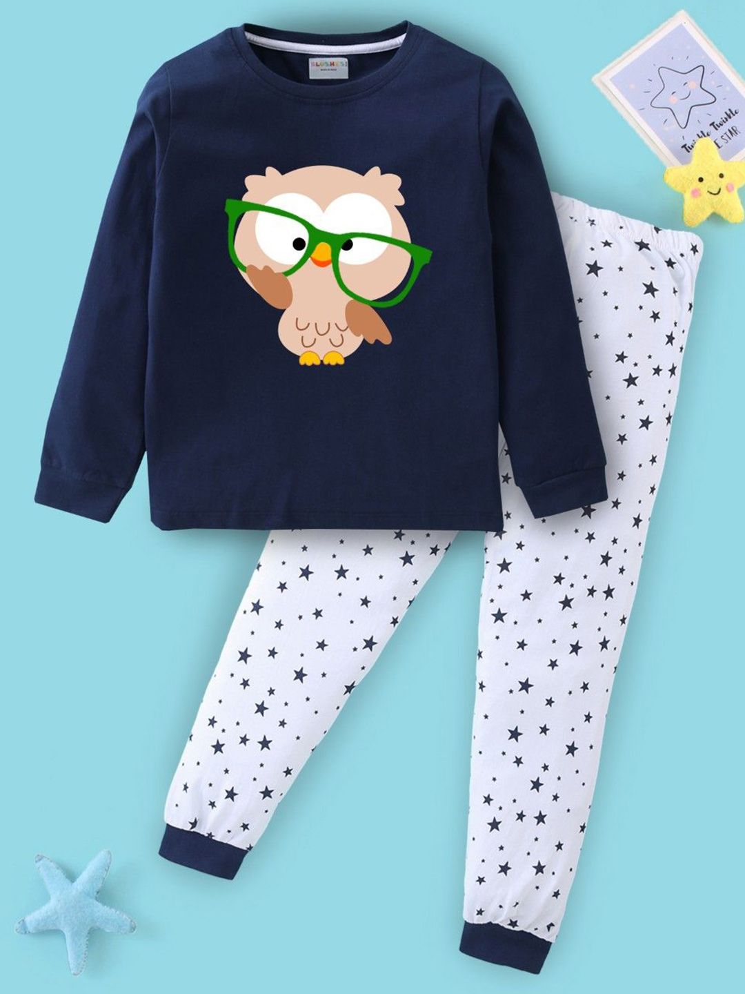 BLUSHES Kids Printed T-Shirt & Pyjamas Night Suits