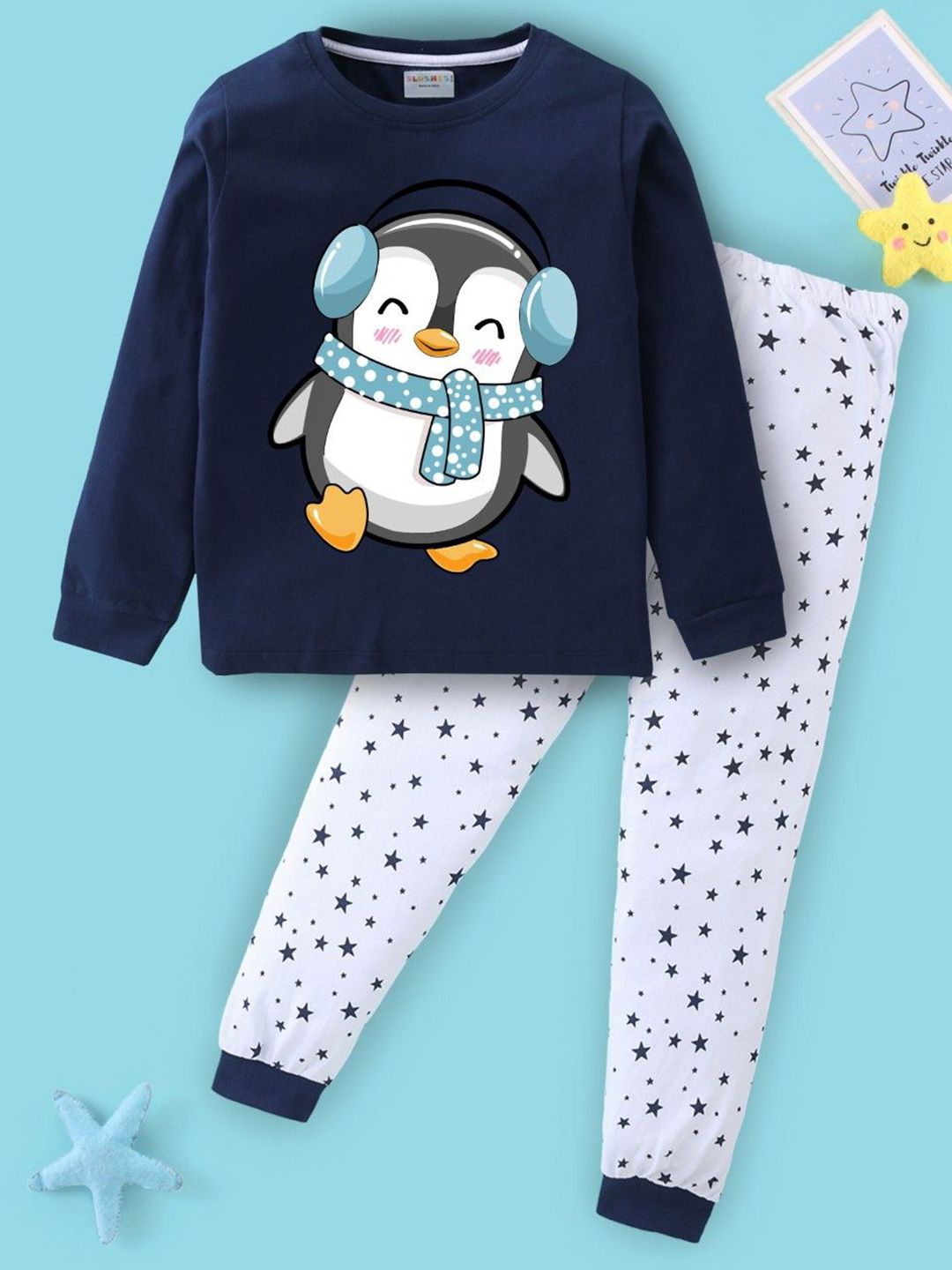 BLUSHES Kids Printed Pure Cotton Night Suit
