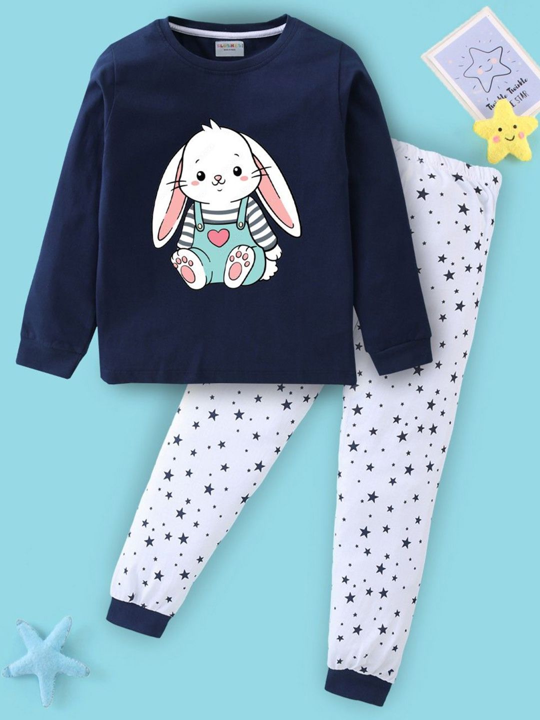 BLUSHES Kids Mr Rabbit Printed Pure Cotton Night Suits