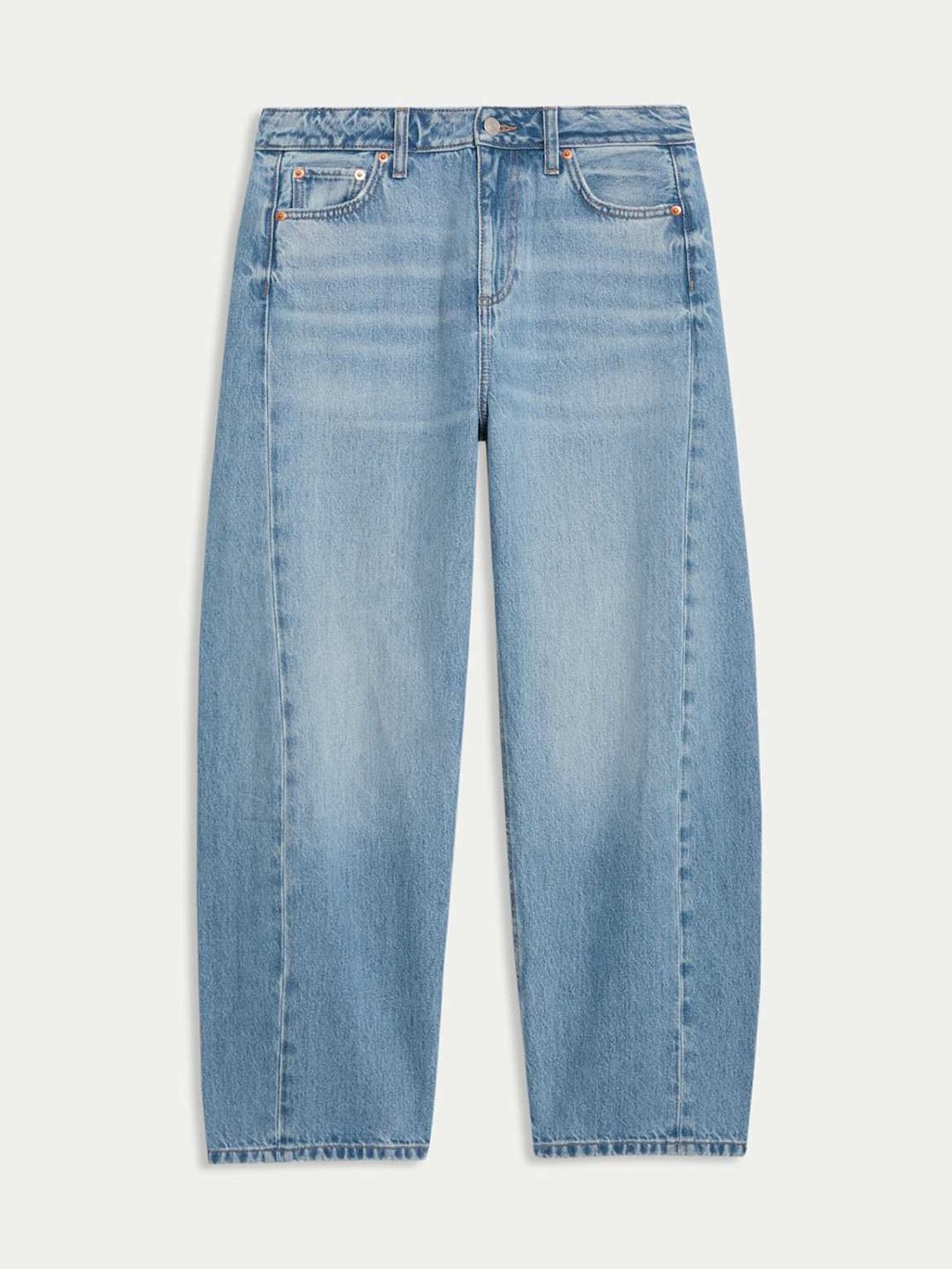 Mid Rise Barrel Fit Jeans