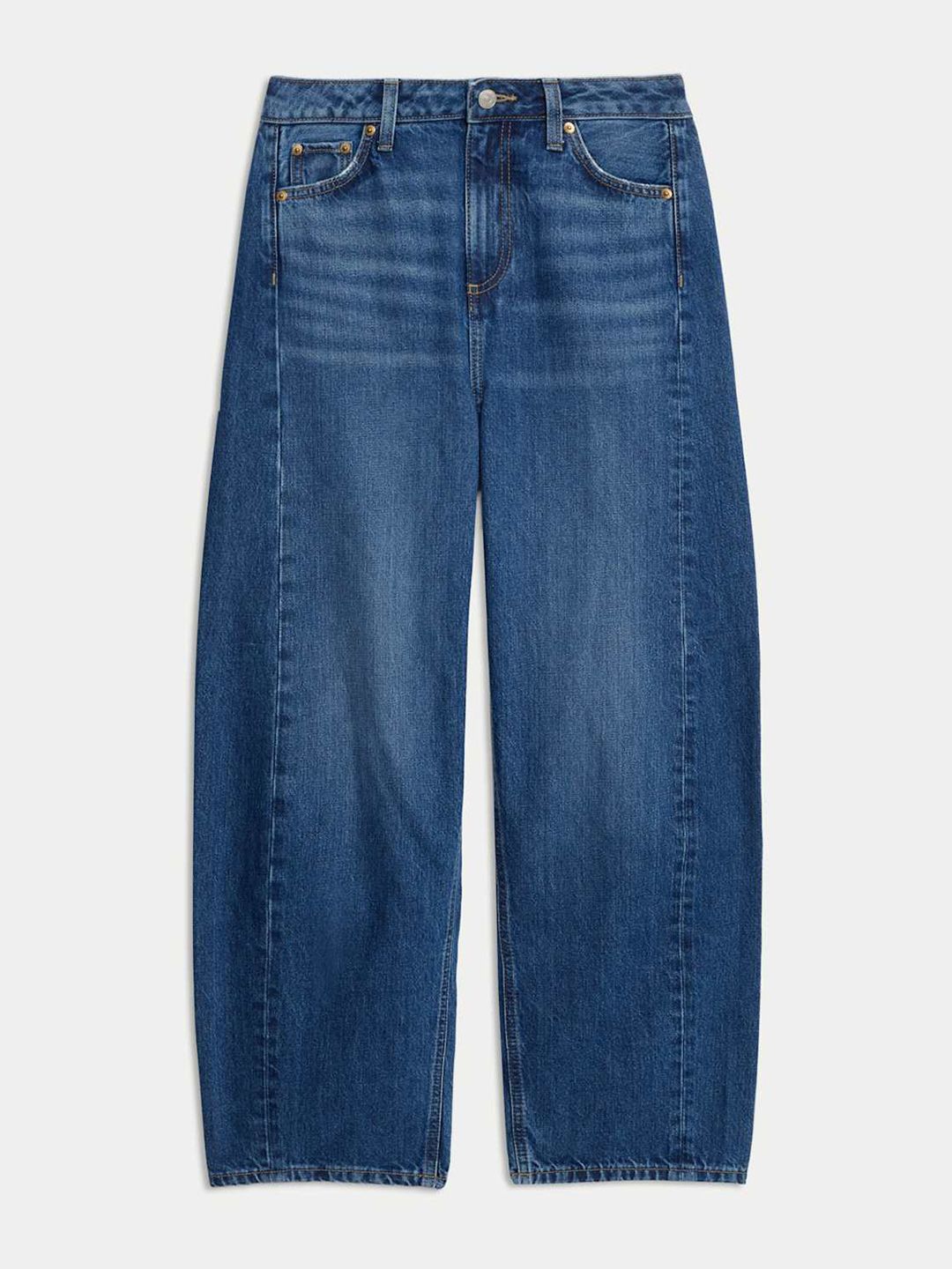 Mid Rise Barrel Fit Jeans