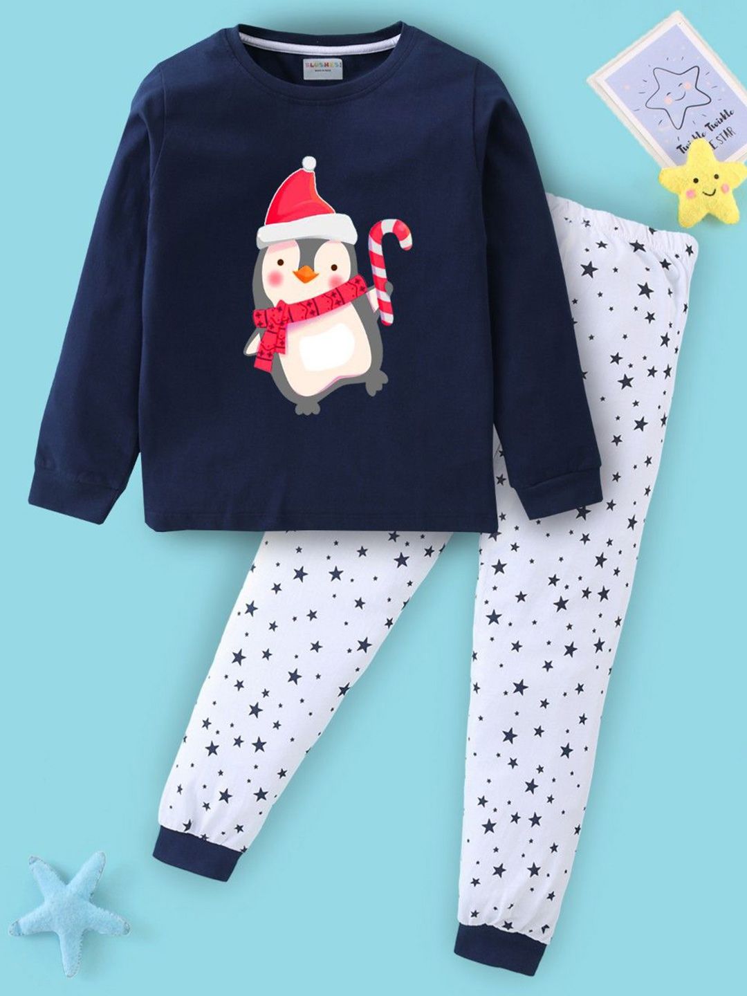 BLUSHES Kids Skate Penguin Printed Pure Cotton Night Suits