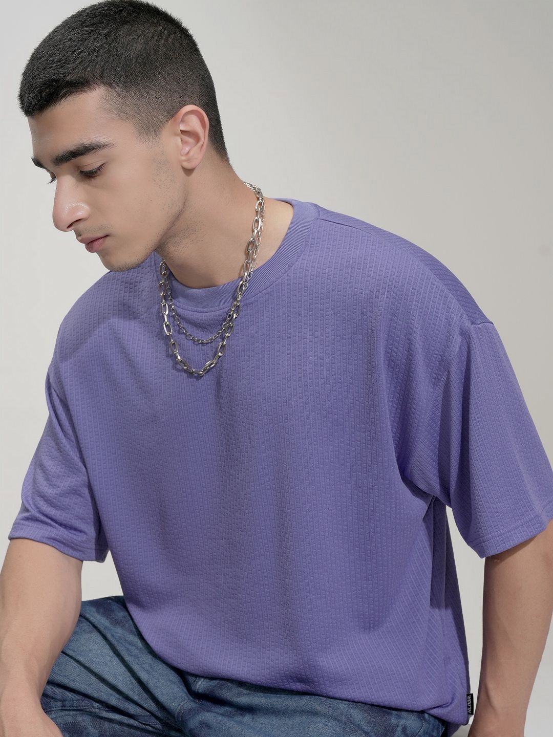 HIGHLANDER Men Drop-Shoulder Sleeves Oversized T-shirt