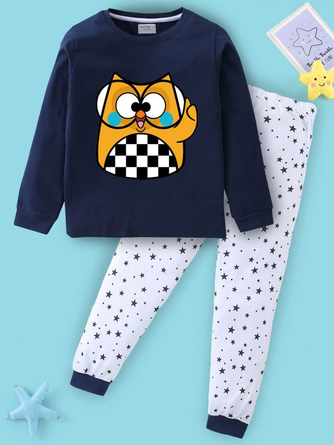 BLUSHES Kids Rabbit Face Printed Pure Cotton Night Suits
