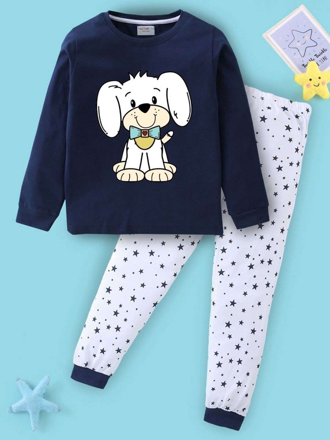 BLUSHES Kids Conversational Printed Pure Cotton Night suit