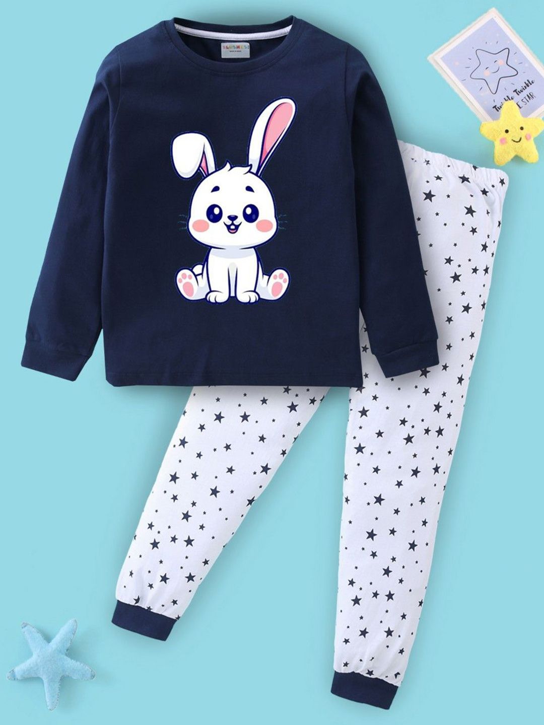 BLUSHES Kids Printed Pure Cotton Night Suit