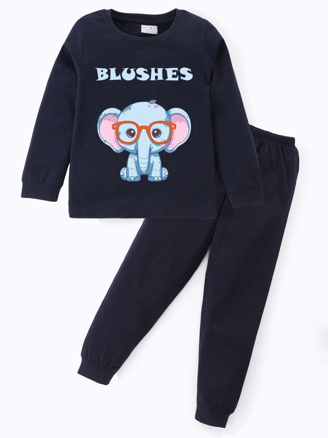 BLUSHES Kids Printed Round Neck Pure Cotton T-Shirt With Jogger