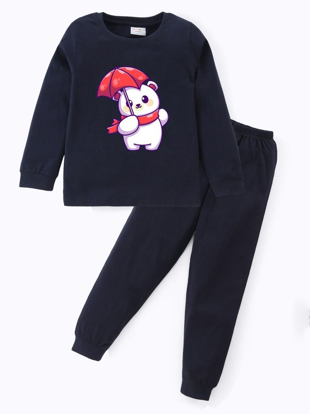 BLUSHES Kids Umbrella Bear Printed Pure Cotton Night Suit
