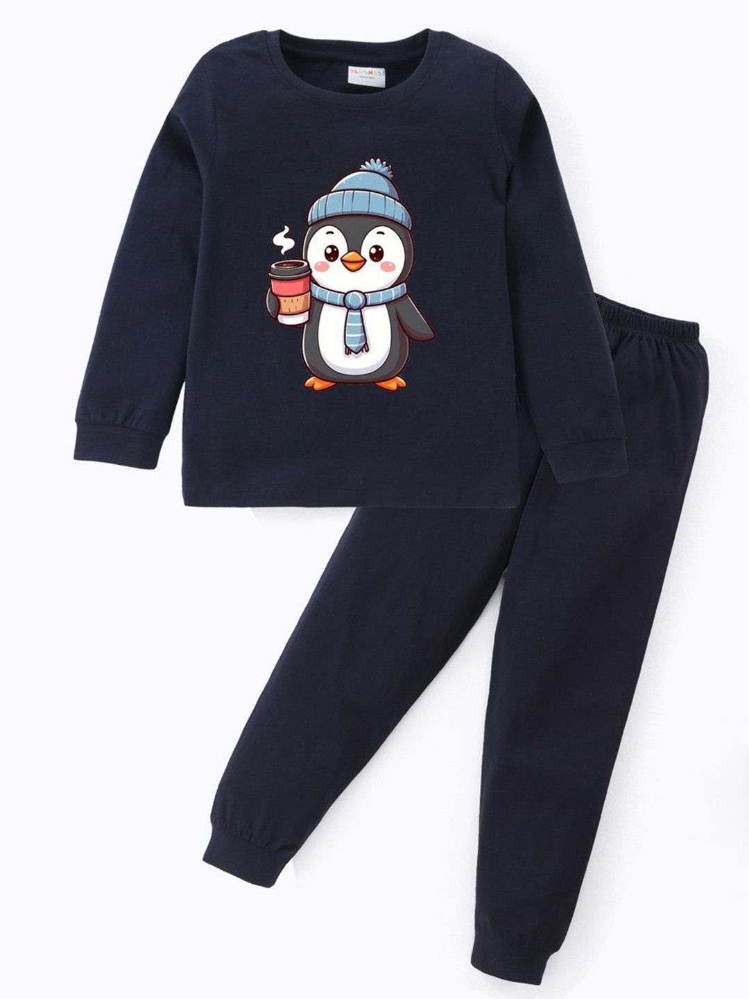 BLUSHES Kids Printed Round Neck Pure Cotton T-Shirt With Jogger