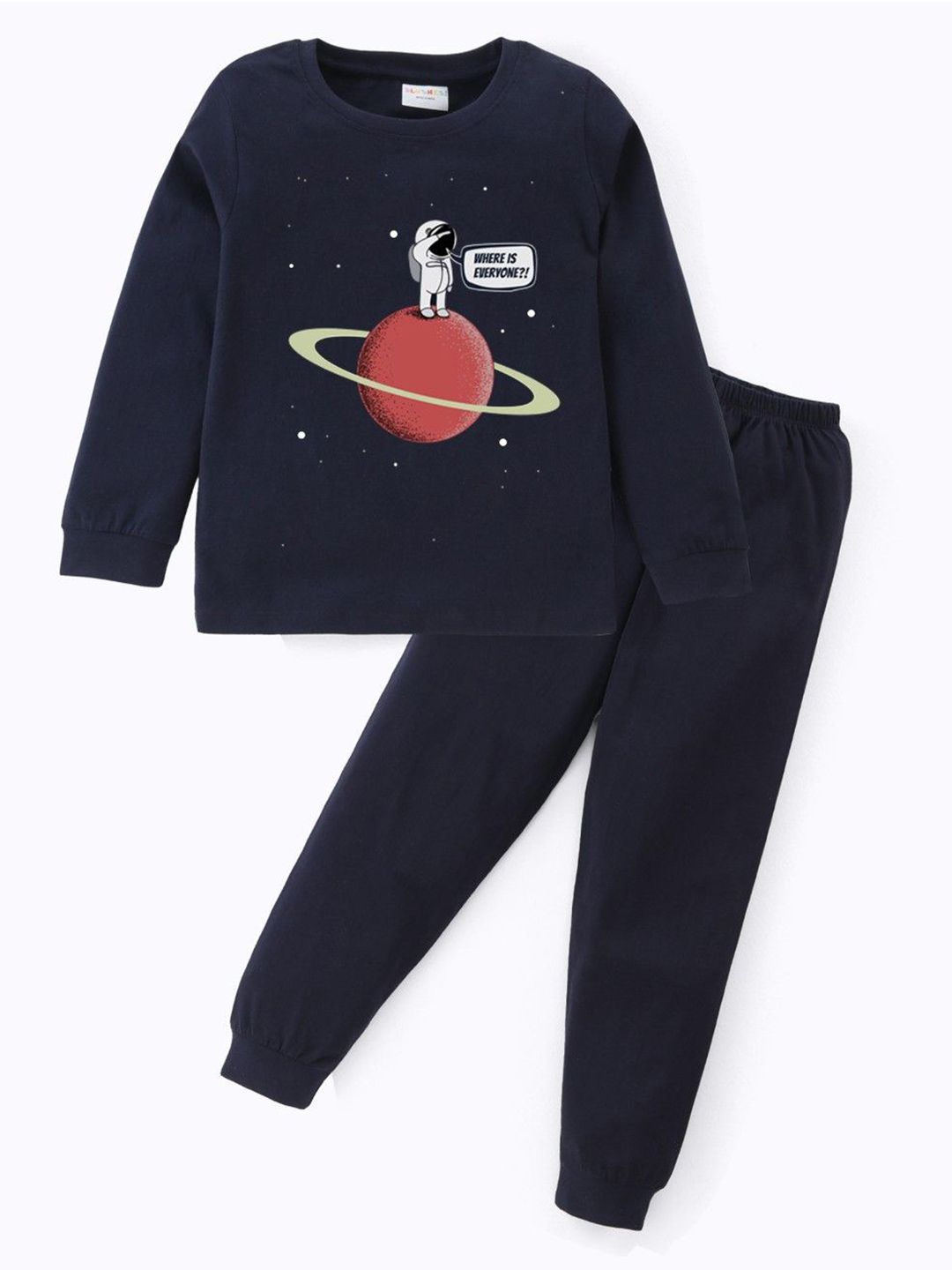 BLUSHES Kids Printed Round Neck Pure Cotton T-Shirt With Jogger