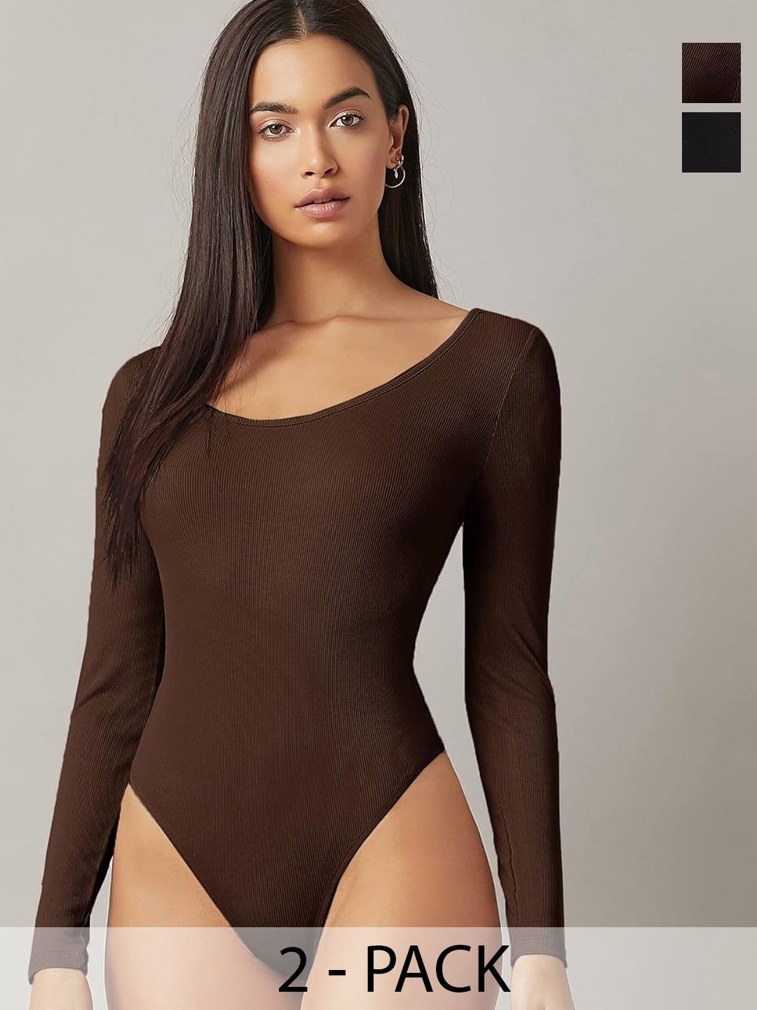 TRENDY ERA Women Pack Of 2 Round Neck Bodysuit