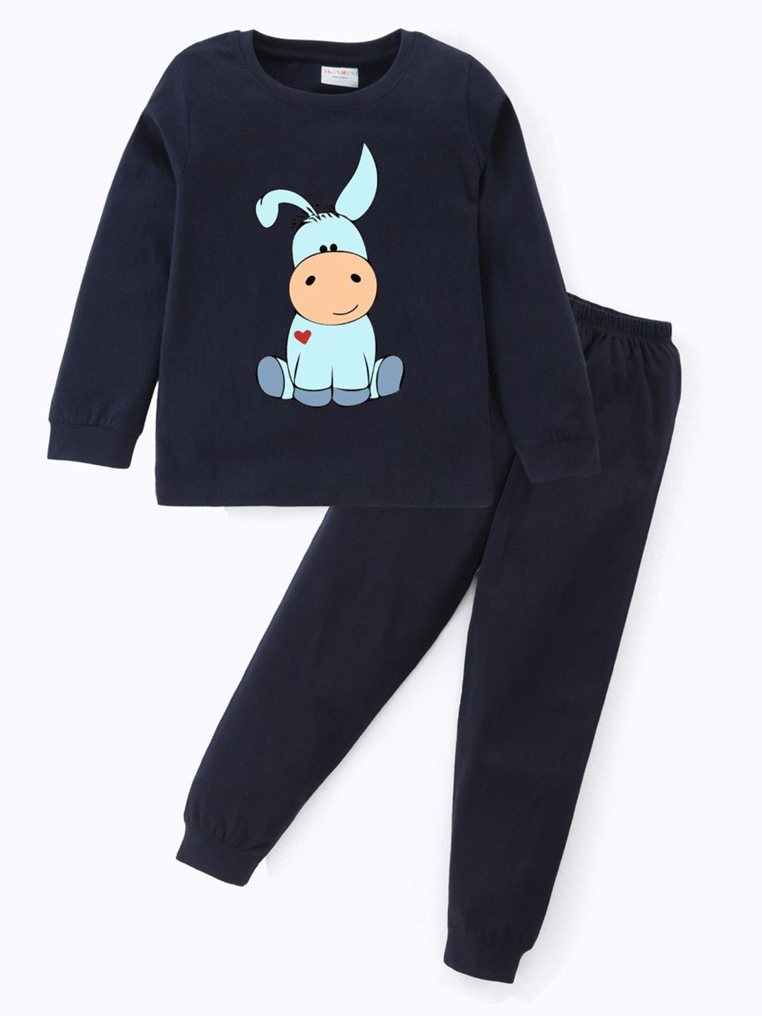 BLUSHES Kids Printed Pure Cotton T-shirt & Joggers Night Suit