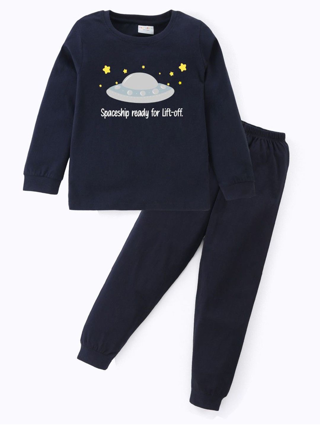 BLUSHES Kids Printed Round Neck Long Sleeves Pure Cotton Night Suit