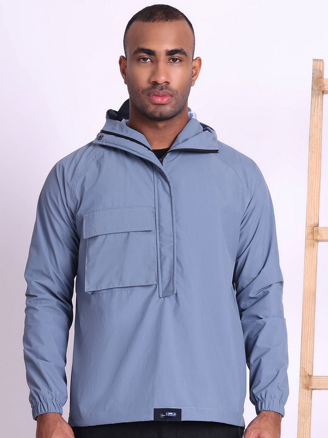 HOUSE OF VEDAS Men Hooded Solid Casual Windcheater And Water Resistant Bomber Jacket