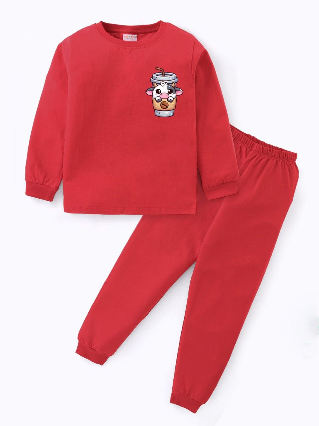 BLUSHES Kids Cold Drink Printed Pure Cotton Night Suit