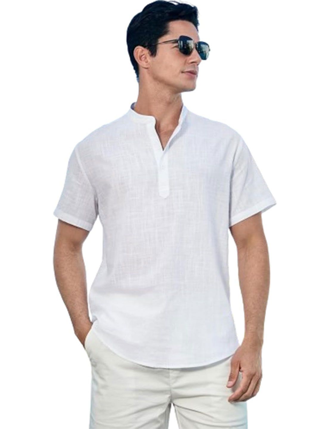 EdinWolf Men India Slim Fit Band Collar Solid Cotton Casual Kurta