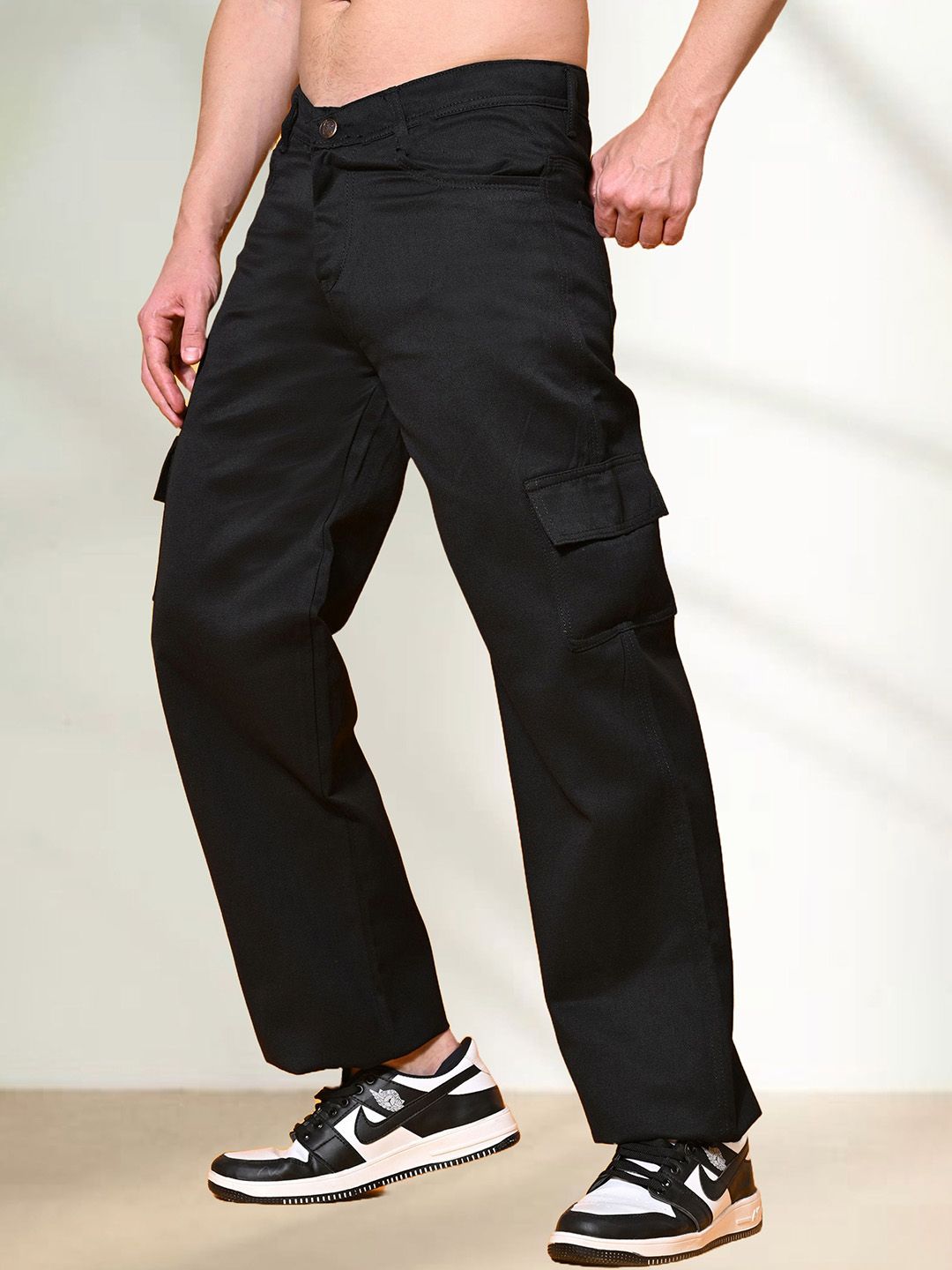 LINARIA Men Classic Straight Fit Clean Look Low Rise No Fade Dark Shade Stretchable Jeans