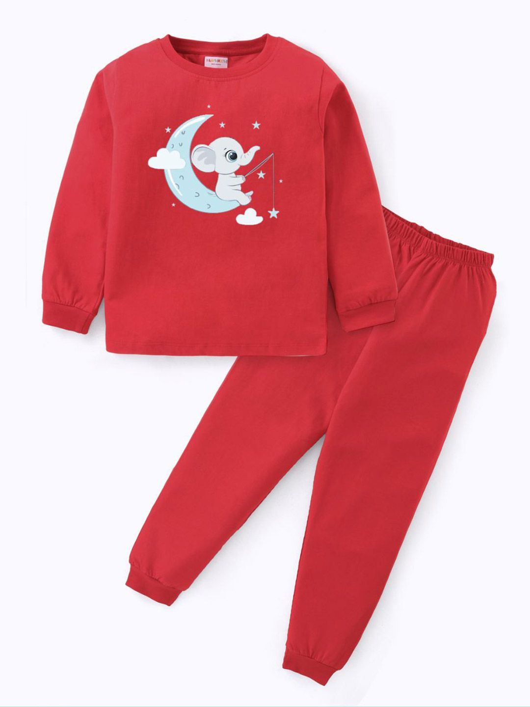 BLUSHES Kids Printed Round Neck Pure Cotton T-Shirt With Jogger
