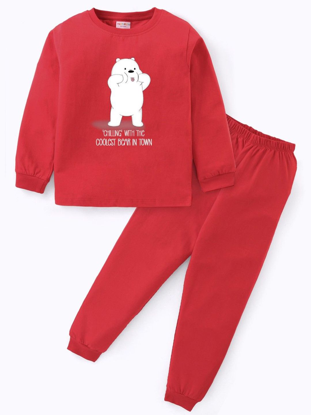 BLUSHES Kids Graphic Printed Pure Cotton Night Suit
