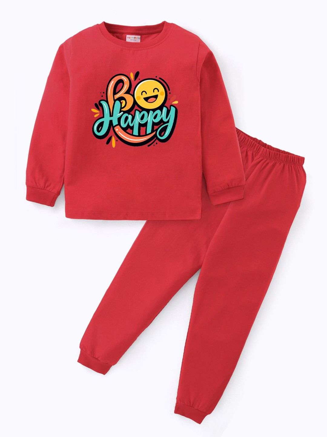 BLUSHES Kids Typography Printed Round Neck Pure Cotton Night Suit