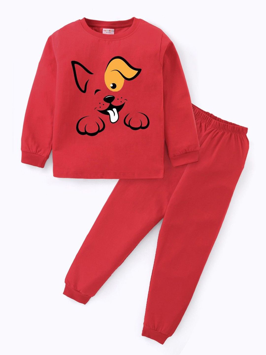 BLUSHES Kids Printed Pure Cotton Full Sleeves Top With Joggers Night Suit