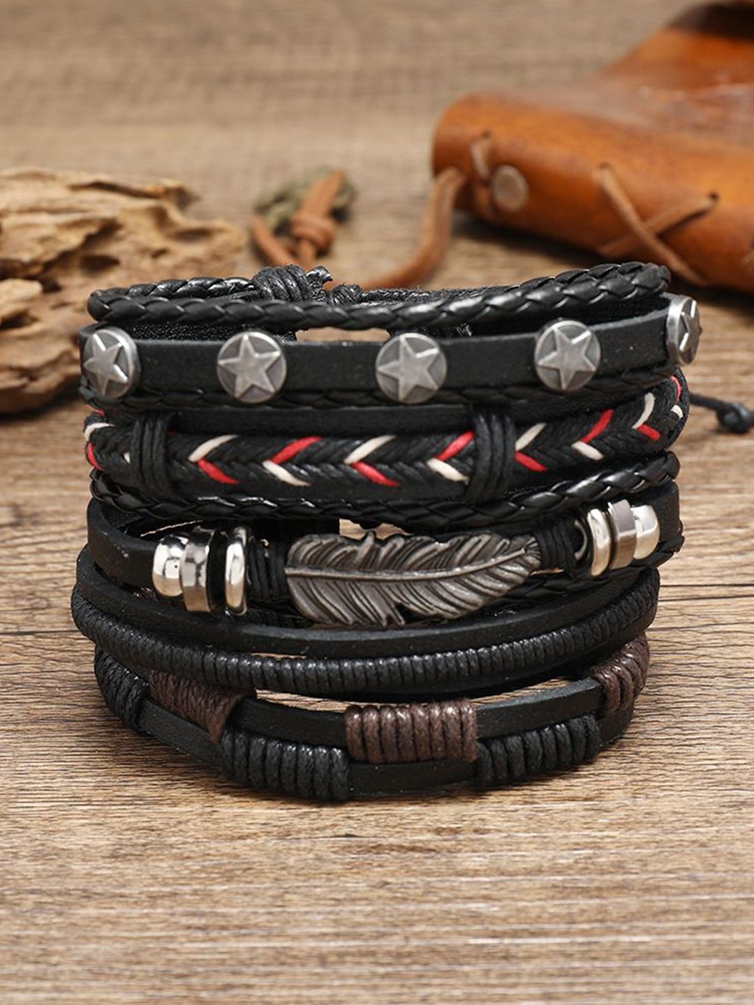 The Roadster Lifestyle Co. Set Of 5 Silver-Plated Leather Multistrand Bracelet