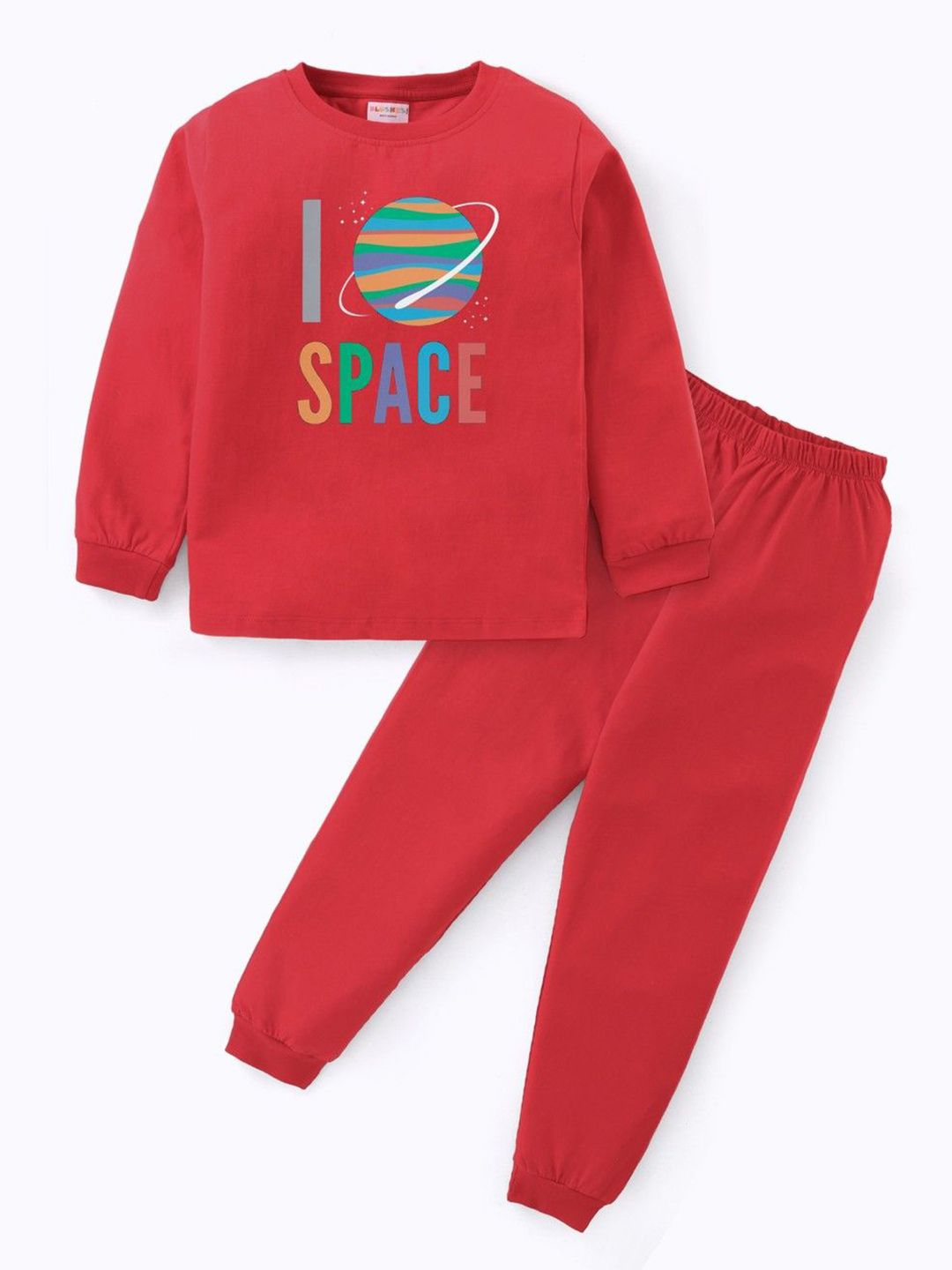 BLUSHES Kids Printed Round Neck Pure Cotton T-Shirt With Jogger