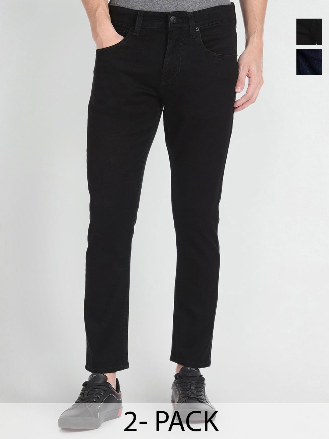 CLUBROCKS Men Pack Of 2  Mid-Rise Regular Fit Clean Look Stretchable Jeans