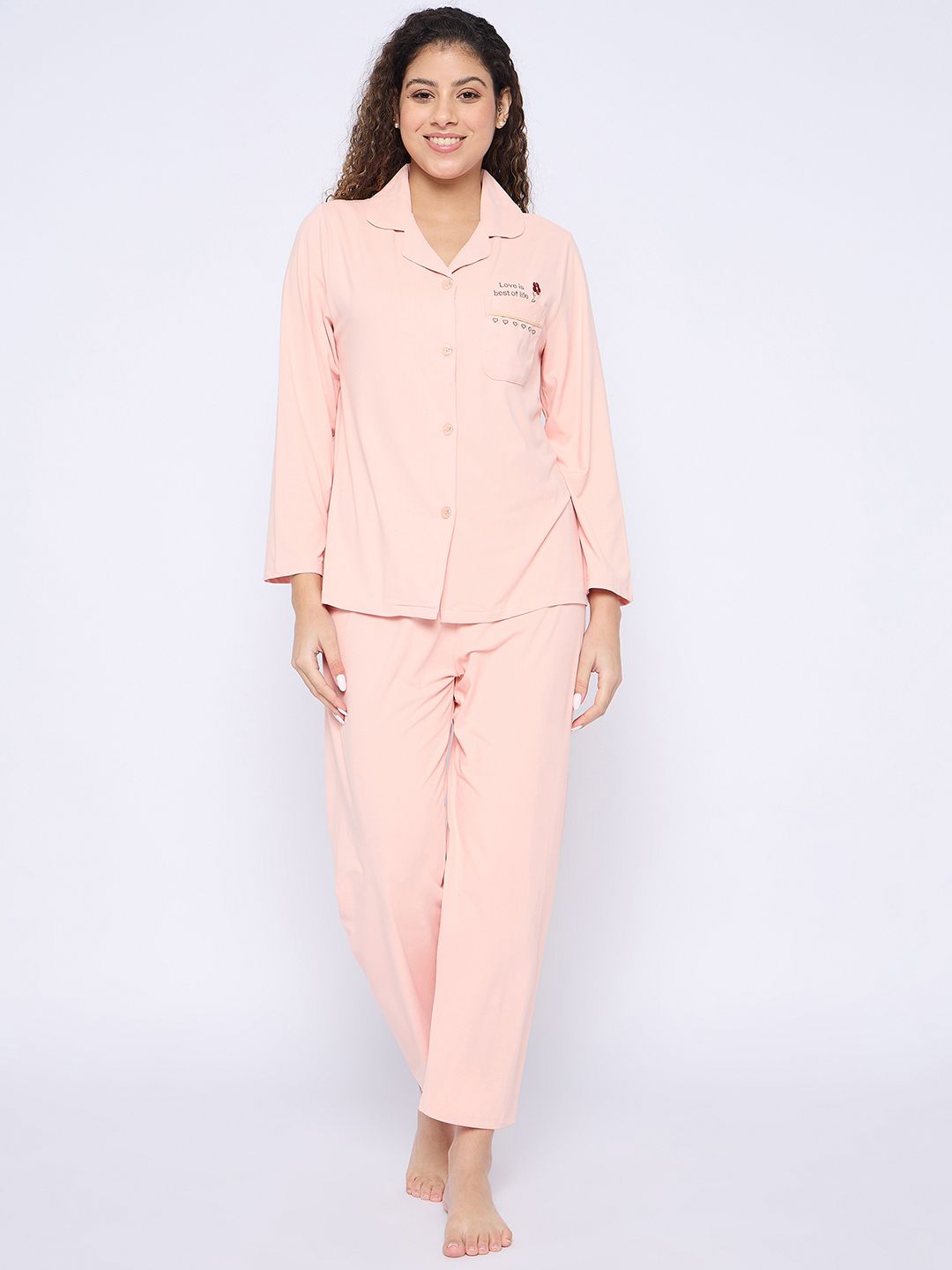 Camey Women Shirt Collar Night suit