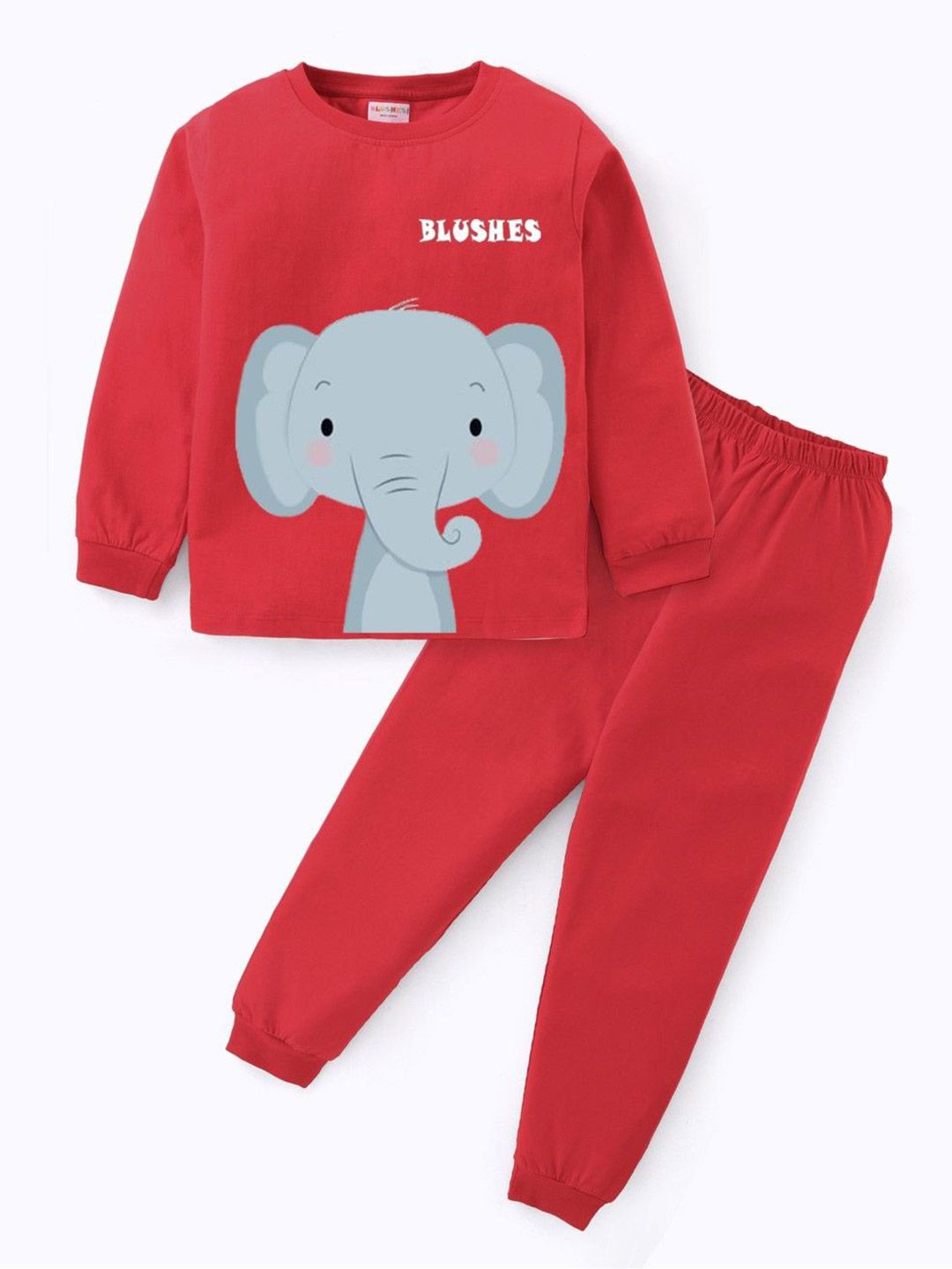 BLUSHES Kids Printed Pure Cotton Full Sleeves Night Suit