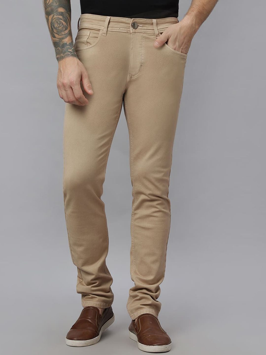 RJ Denim Men Narrow Slim Fit Clean Look Mid-Rise Jeans