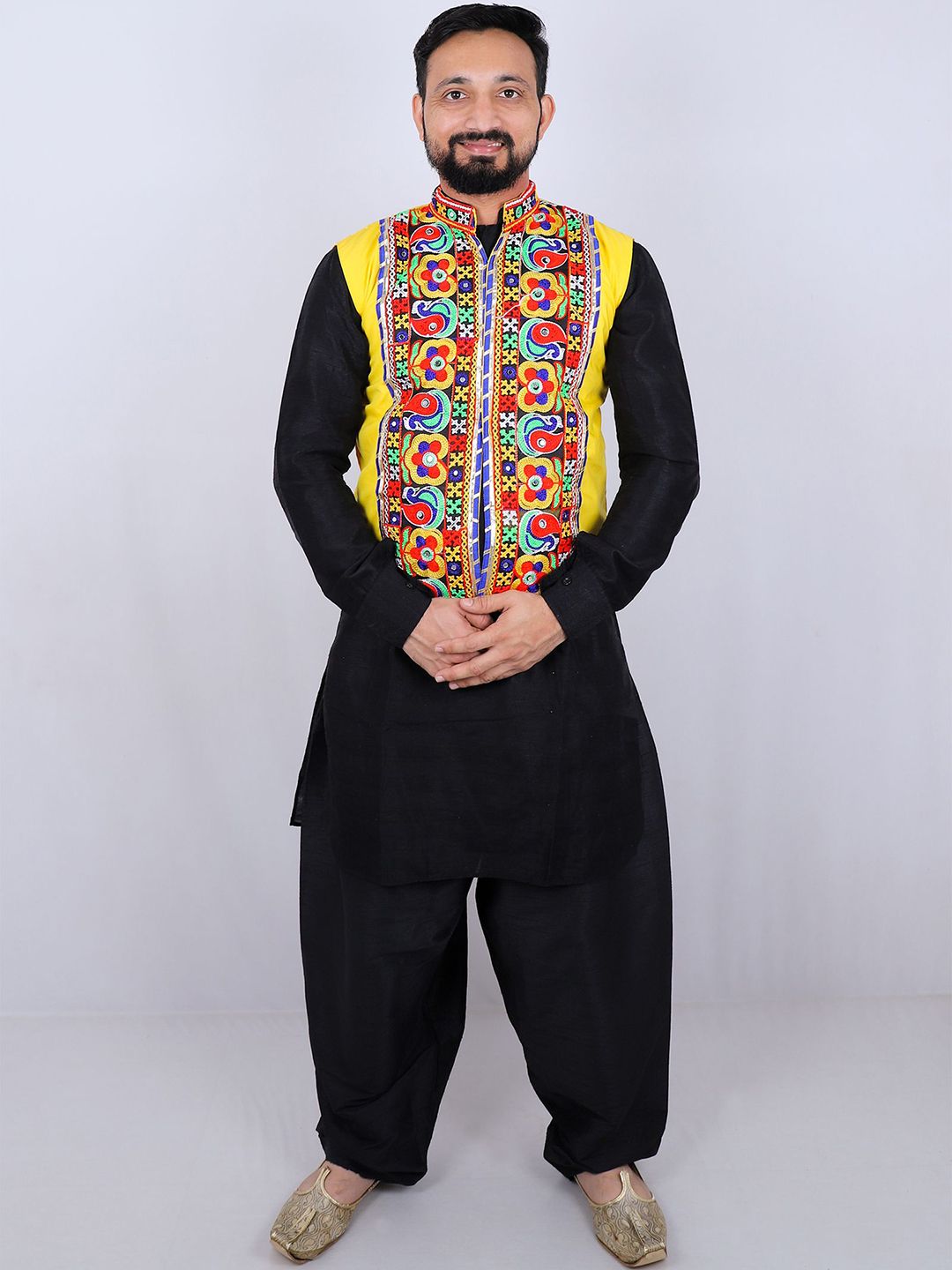 AGLARE Men Floral Open Front Jacket with Patchwork