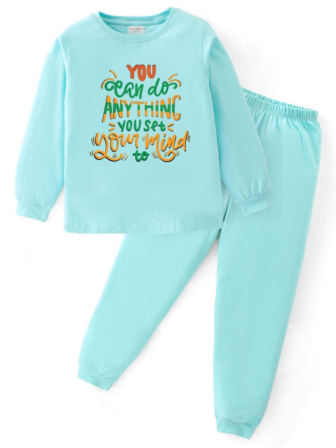 BLUSHES Kids Typography Printed Pure Cotton Night Suits