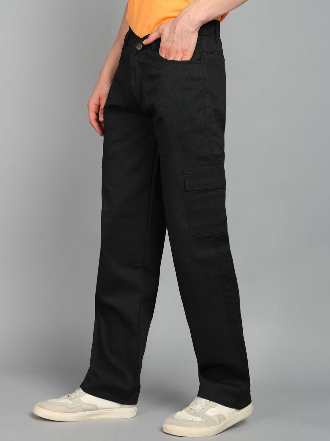 LINARIA Men Classic Cotton Low-Rise Boyfriend Fit Cargo Styles Jeans