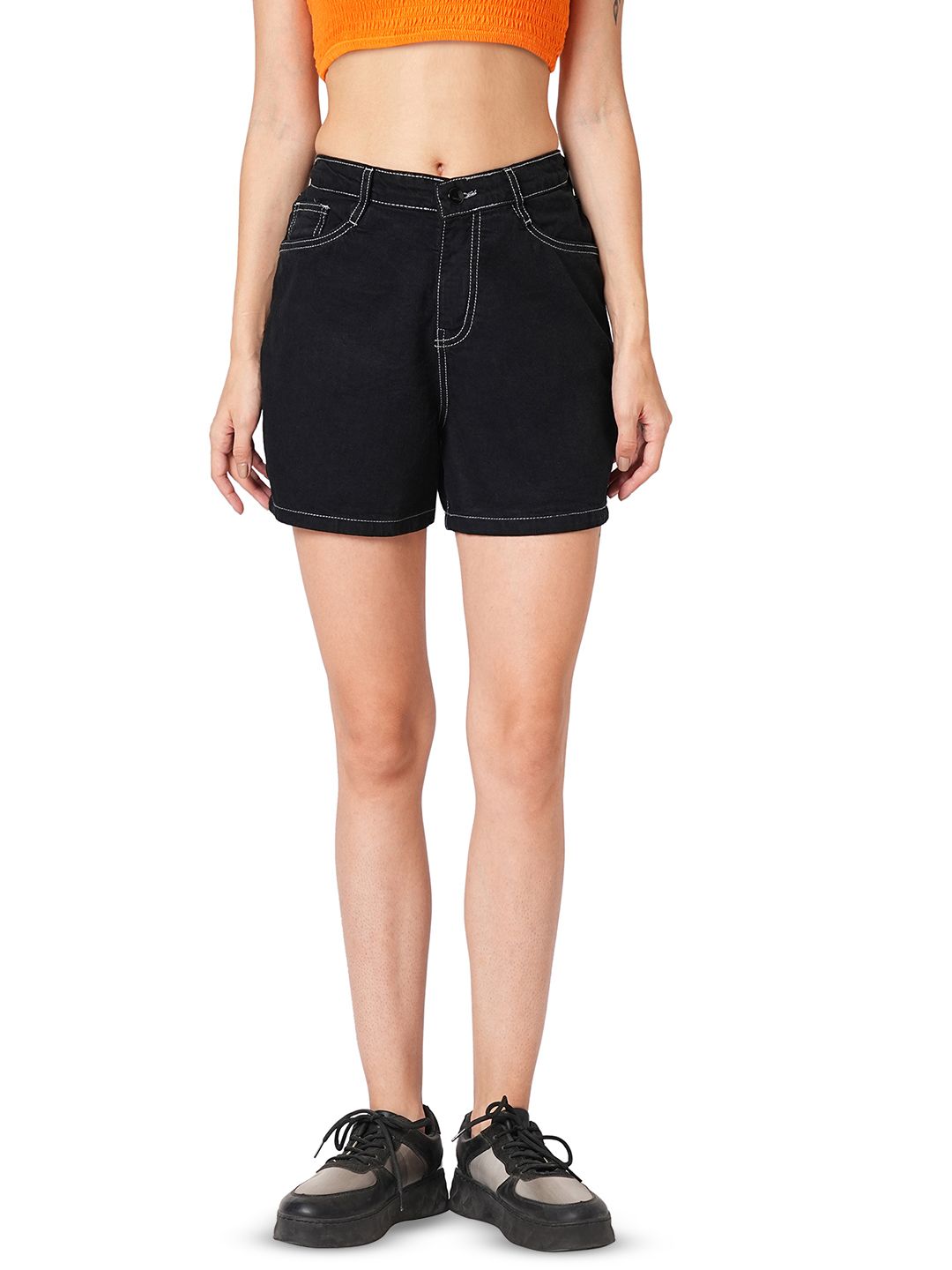Kraus Jeans Women Slim Fit High-Rise Denim Shorts