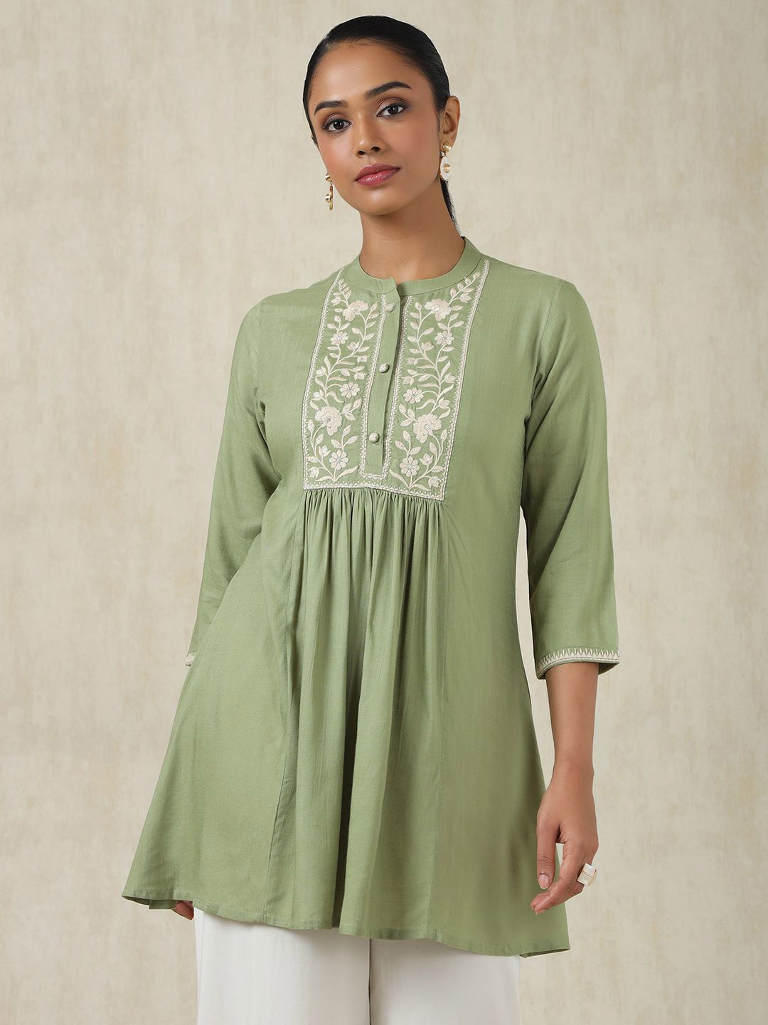 Soch Women Embroidered Mandarin Collar Tunic