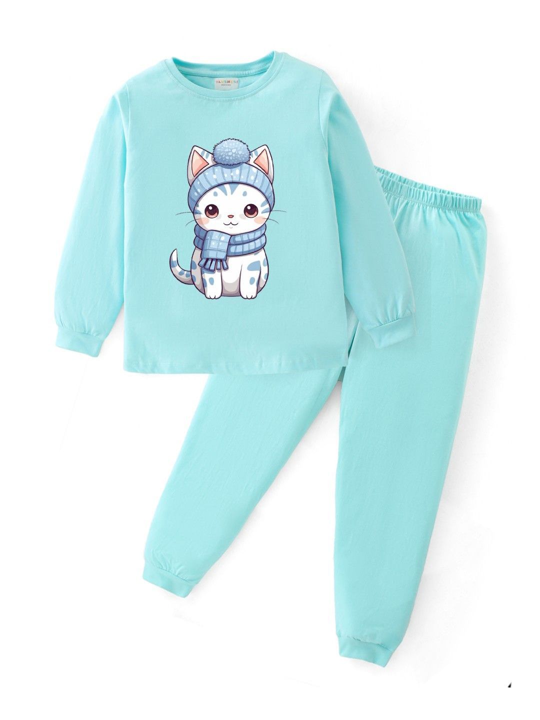 BLUSHES Kids Pure Cotton Printed Night Suit